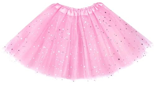 Auranso Tüllrock Kinder Mädchen Röcke Tutu Prinzessin Ballettrock Minirock Tanzkleid Partykleid 2-7 Jahre Rosa