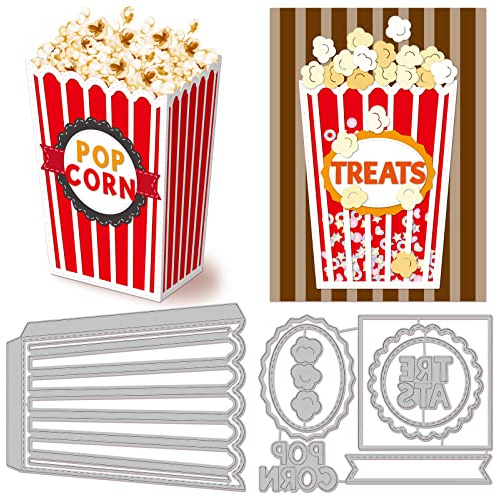 BENECREAT 2 Stück Popcorn Case Muster Karbonstahl Schneideschablonen, 2 Stile Metallstanzformen Für DIY Scrapbooking, Fotoalbum, Dekorative Prägepapierkarte