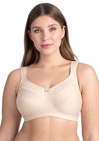 Miss Mary of Sweden Minimizer Non-Wired Unpadded Bra Cotton Now Flat Cup 40F Beige