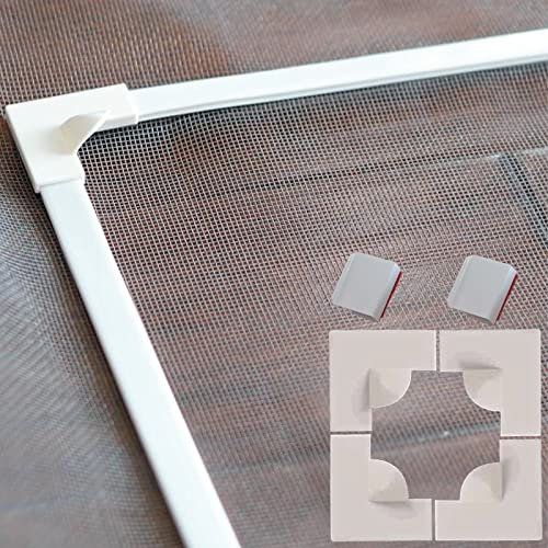 AMLOOPH Window Screen Accessories- White Triangle Clips Window Screen Corners 4pack and Window Wind Clips 2pack…