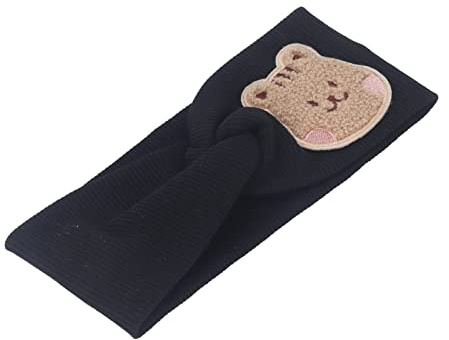Bandeau élastique pour bébé, Bandeau en Coton Doux et Extensible à Motif Dessin Animé (Noir)