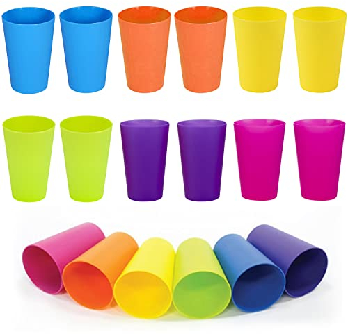Gobelet Plastique, 24 Pièces 250ml Gobelet Plastique Reutilisable, 6 Couleurs Gobelet, Gobelet Reutilisable, Gobelet Réutilisable Convient pour Tasses Rince Bouche Tasses Jus Chopes Bière Tasses