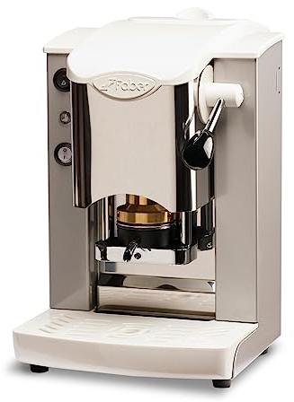 FABER COFFEE MACHINES | Modello Slot Inox | Macchina caffe a cialde ese 44mm | Pressacialda in ottone regolabile (GRIGIO | BIANCO)