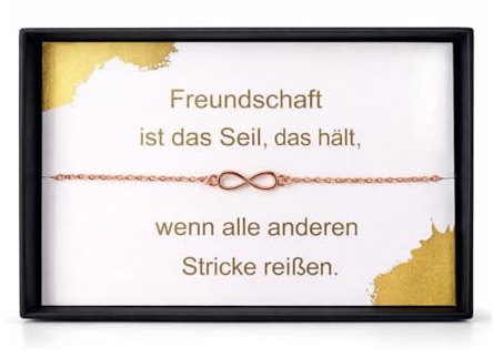 NataschaWoge® GESCHENK dezent minimalistisch Unendlichkeit Edelstahl beste Freundin Armband Freundschaft Schmuck Geburtstag Armkettchen Geschenkidee (Rosegold)