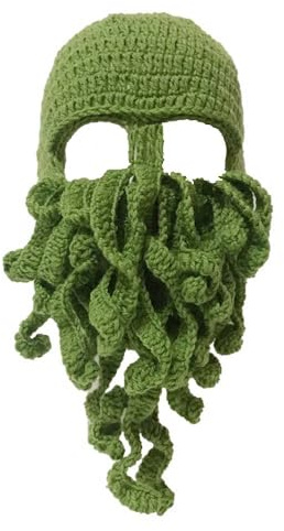 WUODHTW Octopus Bartmütze Winter Bartmütze Beanie Winter Warme Beanie Cap Herren Damen Caps Skimütze Piraten Wikingermütze