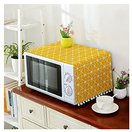 Kitchen dust cover,Microwave oven cover,CoverLinen Cover Microwave Dust Proof Cover Microwave Oven Hood Home Decor Microwave Towel with Pouch Home Yellow