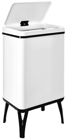 WELL HOME MOBILIARIO & DECORACIÓN Pattumiera intelligente con apertura automatica o contatto manuale da 40 l, 35,5 x 26 x 71,5 cm, colore bianco.