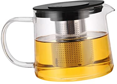 1pc Bouilloire à thé avec infuseur Machine à thé en vrac Filtres à thé Bouilloire à thé en verre transparent Théière en verre Infuseur à thé en verre Passoire Théière Théière avec passoire Tasse à