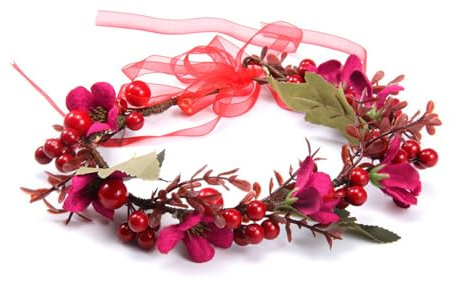 Bandeau Fleur Guirlande - Couronne Cheveux Mariage, Coiffe de Guirlande avec Ruban (F)