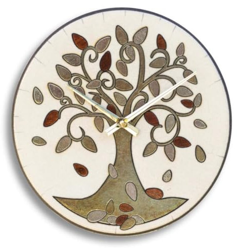MOLISH Orologio artigianale da parete in ceramica Raku design Albero della Vita (BASE, A parete SENZA PENDOLO)