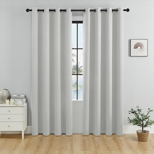 TEPPOIC Cortinas Blackout Grommet Térmicas 2 Paneles CortinasCortina Aislante Acústica para Dormitorio y Sala de Estar (Light Gray,52 * 45in)