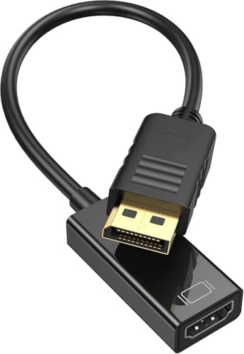 4K Displayport auf HDMI Adapter, Unidirektional DP auf HDMI Monitor 4K@30Hz 2K@60Hz 1080P@120Hz,Kampatibel für Desktop/Laptop TV Projektor HP Dell AMD GPU