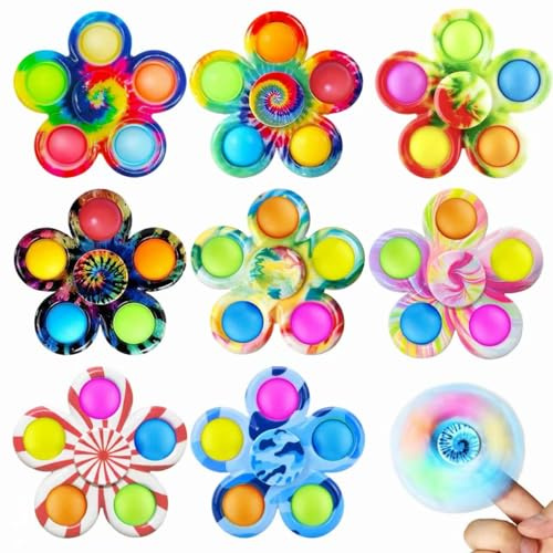 MLPKOI 8 Pack Pop Fidget Spinner Spielzeug, Sensorische Fidget Toys Set, Hand Spinner, Sensorisches Spielzeug, Geschenk für Kinder Erwachsene Reduziert Angstzustände