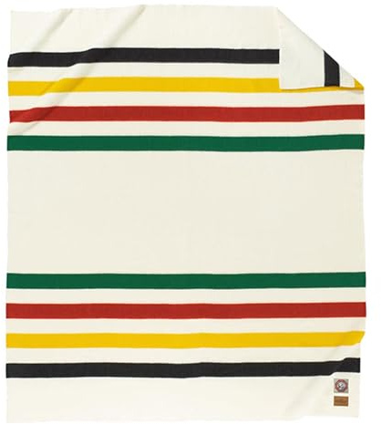 Pendleton National Park Blanket Queen 90 x 90 - 100% Wool, Soft and Durable Throw for Home & Outdoor Adventures, Iconic Park Stripes Collectible Keepsake - Glacier
