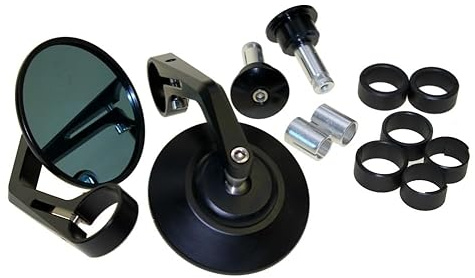 2x Motorrad Spiegel Lenkerendenspiegel Alu CNC schwarz rund universal ist kompatibel mit Adiva BMW Ducati Goes Harley Davidson Honda Kawasaki Suzuki Vespa Yamaha