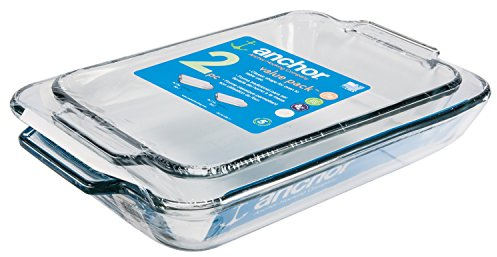 Anchor Hocking Glass Baking Dishes for Oven, 2 Piece Set (2 Qt & 3 Qt Glass Casserole Dishes)