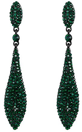 EVER FAITH Damen 2 Blatt glänzend voll Kristall Ohrringe für Damen Party | auffällig Österreichische Ohrstecker für Party Hochzeit glamouröser Look Grün
