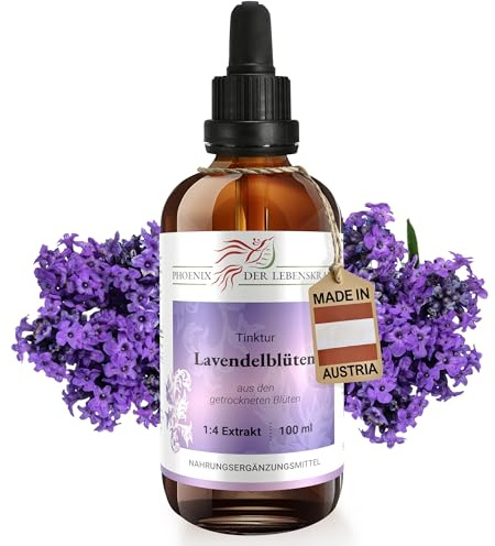 Lavendel Tinktur 100 ml | Lavandula angustifolia Tropfen (1:4 Auszug aus Lavendelblüten) | Nahrungsergänzungsmittel | Echter Lavendel, Garden Lavender, Common Lavender
