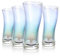 Joeyan Lot De 4 Verre a Eau, 380ml irisé Verres à Boire En Verre,Colorés Gobelets Nervurés pour Cocktails,Boissons Mélangées,Bière,Soda,Ensemble de Highball à Jus D'extérieur,Lavable au Lave-vaisselle