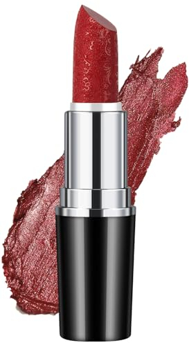 Anglicolor Glitzer Lippenstift Rot Metallic Glänzend Glossy,Shimmer Red Lipstick Seidig Velvet Langanhaltend Feuchtigkeitsspendende,Vegan Lipgloss Damen Mädchen Make-up (12 CHERRY BOMB,4g)
