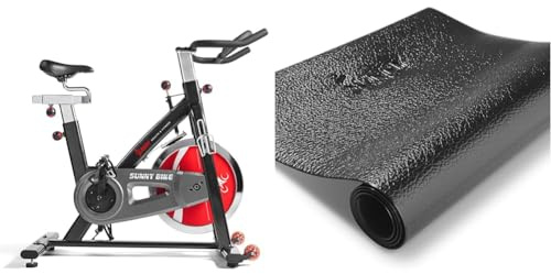 Sunny Health & Fitness - Bicicleta de ciclismo indoor con protector de suelo de espuma para gimnasio en casa, fitness y equipo de ejercicio - N.° 083