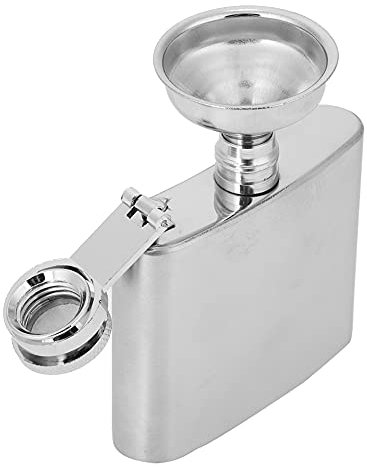 Fiaschetta per Alcol in Acciaio Inossidabile, Bottiglia di Whisky di Vino Portatile con Bottiglia di Whisky Portachiavi a Imbuto per Campeggio da Viaggio (Brocca da 2 once + 1
