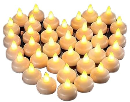 Qeunrtiy 48 Bougies Électroniques Flottantes à sans Flamme pour Dîner de Piscine, Fête de Mariage - Lumière Jaune de Haute Qualité et Faciles à Utiliser