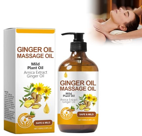 Huile De Gingembre, 100 Ml D'huile De Corp Au Gingembre Naturel, Huile Essentielle De Gingembre Pure Et Naturelle - Pour Le Massage Et Soulager Les Douleurs Musculaires