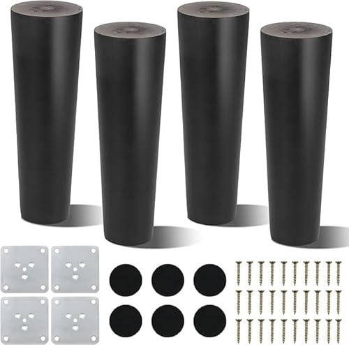 Luabue Wooden Furniture Legs 15cm Sofa Feet Black Sofa Legs Set of 4