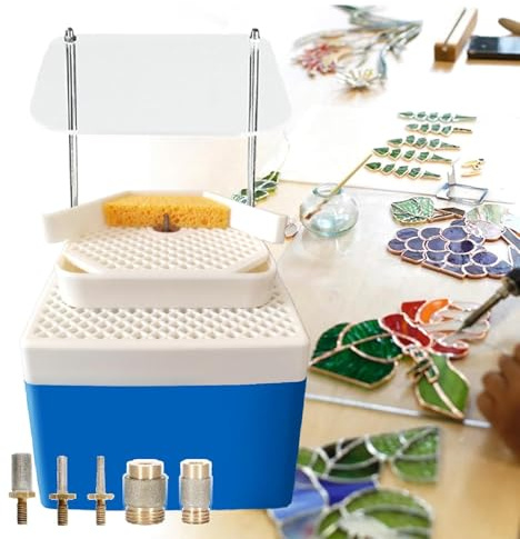 MObyat Meuleuse À Verre Professionnelle pour Vitraux, Meuleuse d'angle À Double Table avec Déflecteur Et Foret Diamanté, Alimentation en Eau Automatique, Simple D'utilisation, pour La Fabrication