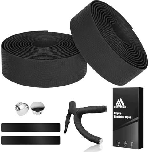 flintronic 2 Rolls Road Bike Handlebar Tape, Bicycle Handlebar Tape with End Plugs and Adhesive Strips,Anti-slip & Shock-absorbing, EVA Comfortable Grip - 2 x 210 cm x 3 cm