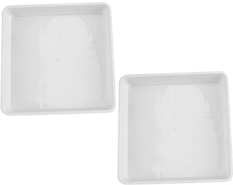 VILLCASE Sottovaso Quadrato 35x35 in Plastica per Piante 2 Pezzi Bianco | Plant Saucer, Plant Pot Drip Tray Square, Square Tray For Plants, per Erbe e Vasi