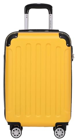 BEIBYE- Hartschalenkoffer Koffer Trolley Rollkoffer Reisekoffer Zahlenschloß 4 Zwilings-Rollen (Yellow, Small-55cm)