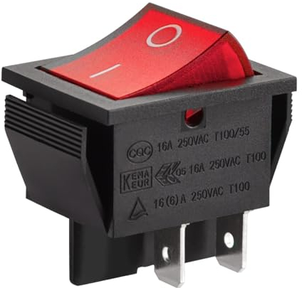 CABLEPELADO Interruptor Basculante 2 Posiciones, 4 Vías, 4 Pines, 4 Terminales, ON/OFF DPST, 16A 250VAC, Rojo Con LED