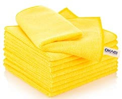 Okaei Mikrofasertücher 12 Stück, Reinigungstücher, Geschirrtücher, Microfasertücher, Putztücher Putzlappen, Fenster Tücher, Allzwecktücher, Sehr Saugfähig, 40x40 cm, Grammatur: 280g/m², gelb