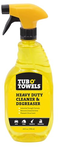 Tub O Towels O' Heavy Duty Cleaner and Degreaser Spray Helps in Removing Oil Tar Paint Dirt Caulk Grease Grime Gunk Epoxies, Industrial Strength, Home & Auto, Made In USA, Citrus Scent, 24oz