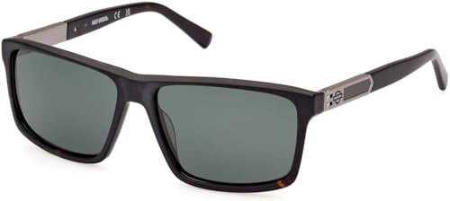 Harley-Davidson HD0977X Män, Lätta Casual Solglasögon, Rektangulär Linsform, Polariserad Grön Lins, Mörk Havanna, En Storlek, Mörk Havana, One size