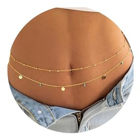 TINGN 1-3 Stück Bauchkette Gold Damen - 18K Gold Vergoldet Layered Taillen Kette Boho Body Chain Geschichtete Bauchkette Verstellbare Sexy Bikini Taillenkette Sommer Taillenschmuck für Frauen Mädchen