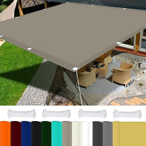 Vela Ombreggiante Impermeabile 4 x 6 m 98% Protezione UV Rete Ombreggiante con Occhielli per Giardino, Balcone, Piscina, Cachi