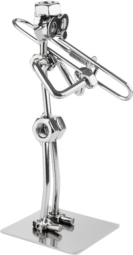 BRUBAKER Schraubenmännchen Musiker an der Posaune - Handarbeit Eisenfigur Metallmännchen Posaunenspieler - Metallfigur Blasmusiker Dekoration Geschenk für Posaunisten