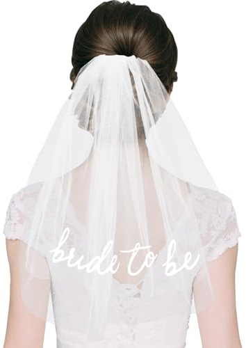 OWill Bride to Be Veil White Double Layered Decorations Hen Party Veil Hen Party Accessories for Bridal Shower Decorations Bachelorette Party Accessories
