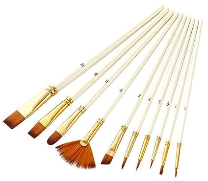 MOKLYF 10-teiliges Pinsel-Set aus Nylonhaar für Acrylmalerei, Öl- und Aquarellfarbe, DIY-Künstlerische Pinsel, Künstlerbedarf(