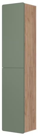 Vicco Hochschrank Izan, Grün/Goldkraft Eiche, 36.6 x 171.6 cm | wandhängend zur Kombination mit weiteren Izan Badmöbeln
