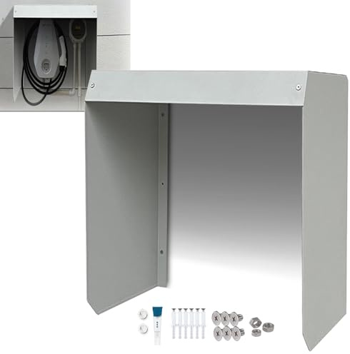 ZYLEDW Housse de Protection pour borne de Recharge Murale, Protection Contre la Pluie en Acier Inoxydable, Toit de borne de Recharge, Accessoires pour boîtier Mural, 45 * 40 * 25cm