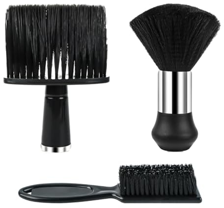 Lot de 3 brosses de coupe de cheveux, brosse de cou, brosses de coiffure, brosse a barbe homme，pour le nettoyage des cheveux et enlever la poussière dans le salon de coiffure