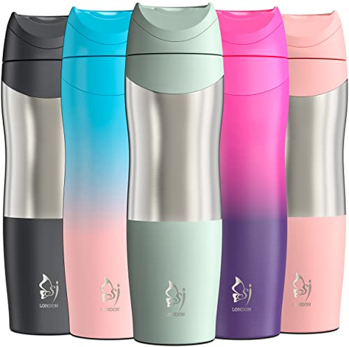 Sophie & Jasmine London Tea Flask- Insulated Travel Mug Cup for Coffee-Double Insulated, Leakproof, Stainless Steel Coffee Tea Tumbler