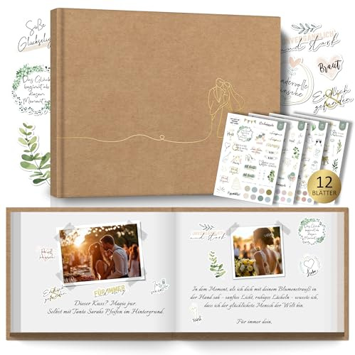 BIROYAL Gästebuch Hochzeit & 550+ Hochzeiten Sticker - 104 Seiten Hochzeit Gästebuch Blanko - 24 * 18cm Hardcover Hochzeitsgästebuch mit Goldenem Titel - Hochzeitsalbum für Hochzeiten, Geburtstage