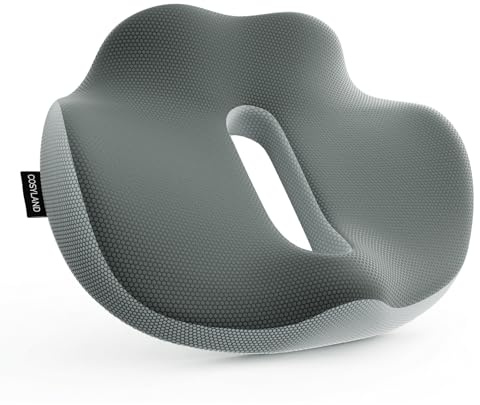 COSYLAND Sitzkissen Ergonomisch in Wellenform - Memory Foam Stuhlkissen für Home Office & Auto - Entlastung für Steißbein & Rücken - Grau (bis 90kg)