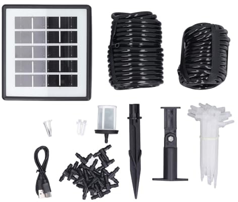 Kit de Riego por Goteo Solar Automático, de Riego con 15 Gotero y Batería Recargable - Programable, IP67 Impermeable, Ideal Jardines y Huertos