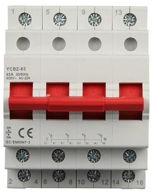 Interruttore Di Commutazione 1/2/3/4P 63A 50/60Hz Sezionatori Commutatore Carica E Interrompe Il Circuito Sicurezza Domestica Residenziale(3P)
